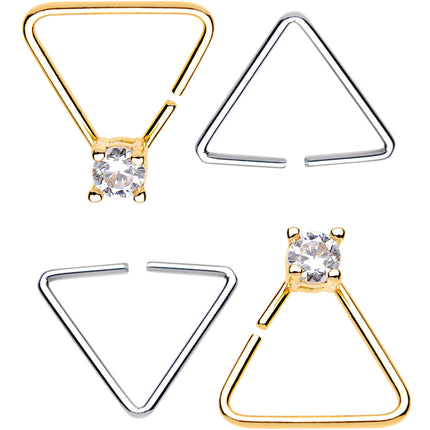 20G 3/8 Clear Gem Multi Triangle Seamless Ring Set