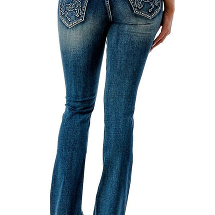 Grace in LA Women's Western 3D Horse Mid Rise Bootcut Jeans