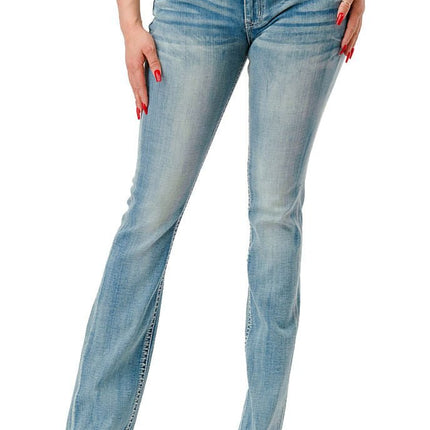 Grace in LA Women's Western 3D Steer Head Mid Rise Bootcut Jeans