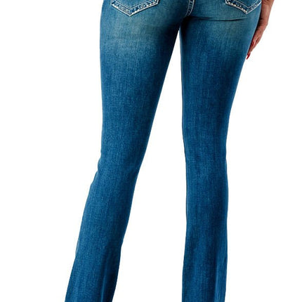 Grace in LA Women's Western Wing Embroidered Mid Rise Bootcut Jeans