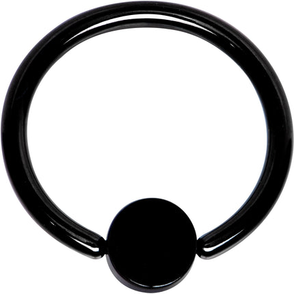 14G 1/2 Clear Gem 5mm Disc Black IP BCR Captive Ring