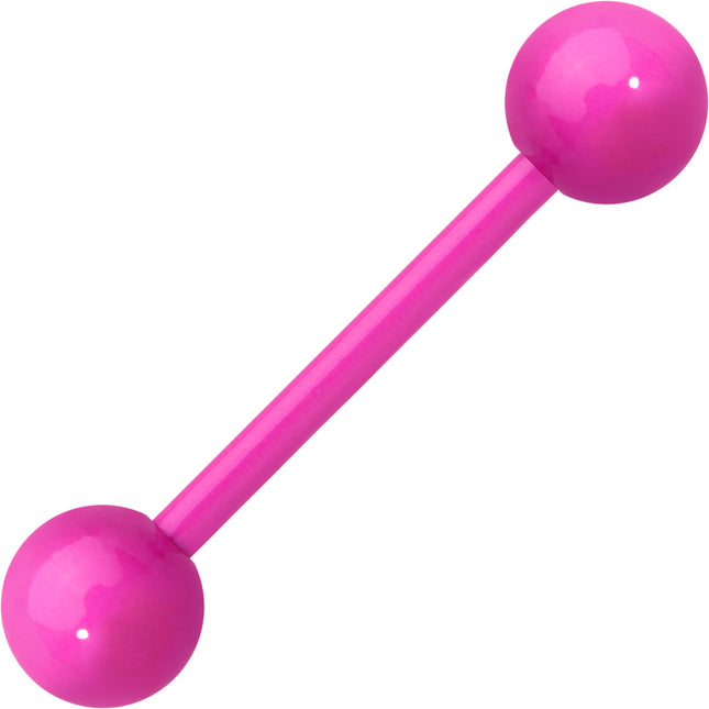 14G 5/8 Pink Acrylic Over Steel Barbell Tongue Ring