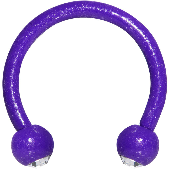 16G Clear Gem Purple Glow in the Dark Horseshoe Circular Barbell