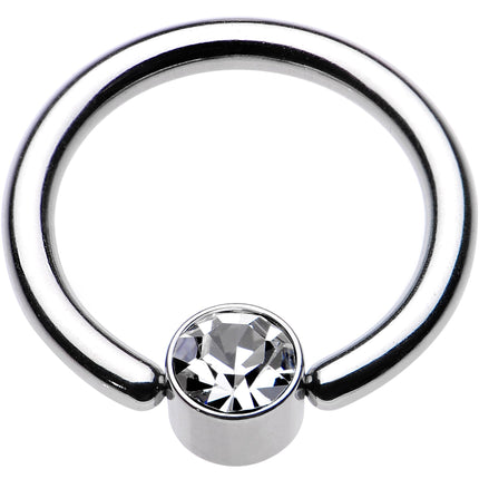 12G 1/2 Clear Gem 5mm Disc BCR Captive Ring