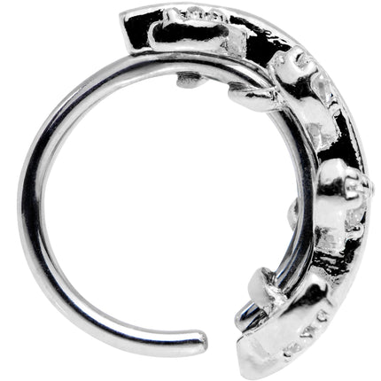 18G Clear CZ Gem Leafy Seamless Circular Ring