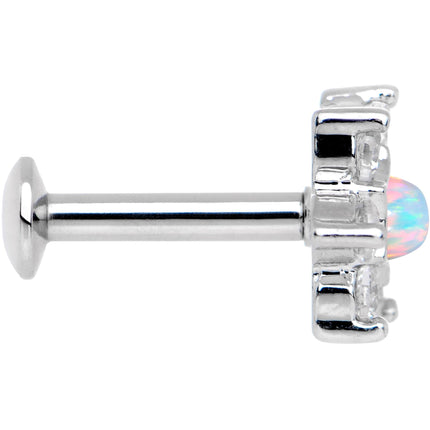 1/4 White Faux Opal Internally Threaded Star Flower Labret Monroe
