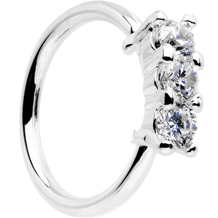 18G Clear CZ Trio Annealed Seamless Circular Ring