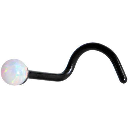White 2.5mm Synthetic Opal Ball Black Anodized Left Nose Screw