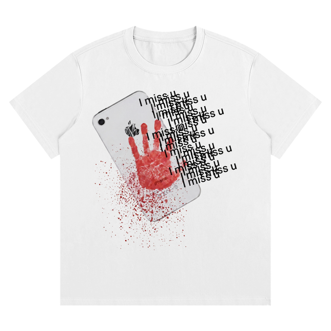 i miss u Streetwear Tee Graphic Y2K Unisex Regular Fit Crew Neck T Shirt 220GSM Cotton