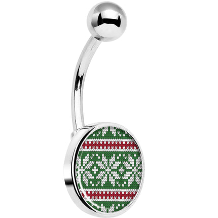 Green Red Christmas Sweater Belly Ring