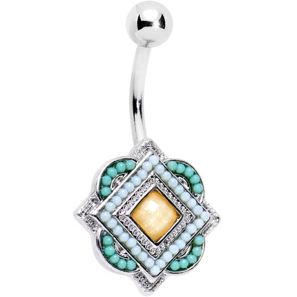 Yellow Gem Aqua Pink Baby Blue Orb Easter Sunday Belly Ring