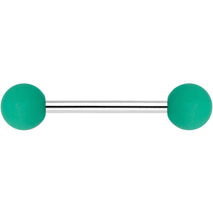 Green Silicone Coated Acrylic Ball End Barbell Tongue Ring
