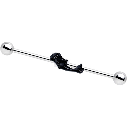 Black Diving Mermaid Industrial Barbell 38mm