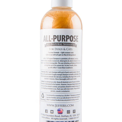 Jeffers Pet Tearless All-Purpose All-Natural Coconut Oil Shampoo for Dogs & Cats