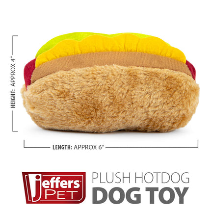 Jeffers American Grill Time Plush Squeaker Dog Toys - Hamburger or Hot Dog