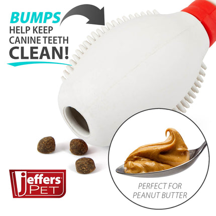Jeffers Bowling Pin Natural Rubber Treat Dispensing Dental Chew Toy for Dogs