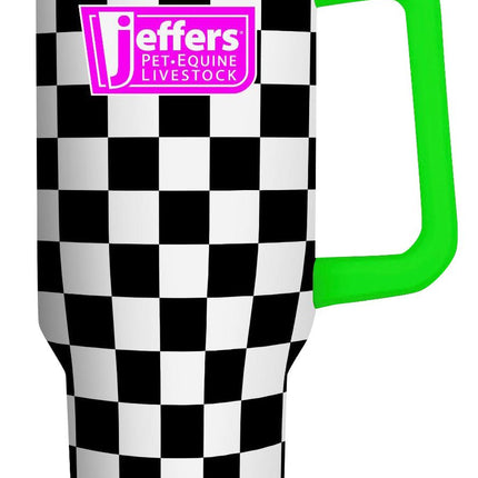 Jeffers Expression Stainless Steel Lidded Tumbler with Handle, 40 oz (Straw Included)