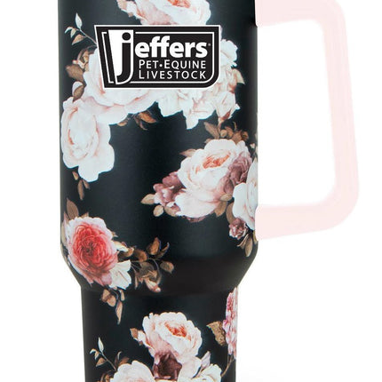 Jeffers Expression Stainless Steel Lidded Tumbler with Handle, 40 oz (Straw Included)