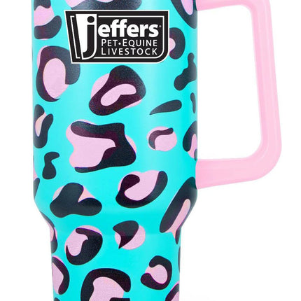 Jeffers Expression Stainless Steel Lidded Tumbler with Handle, 40 oz (Straw Included)