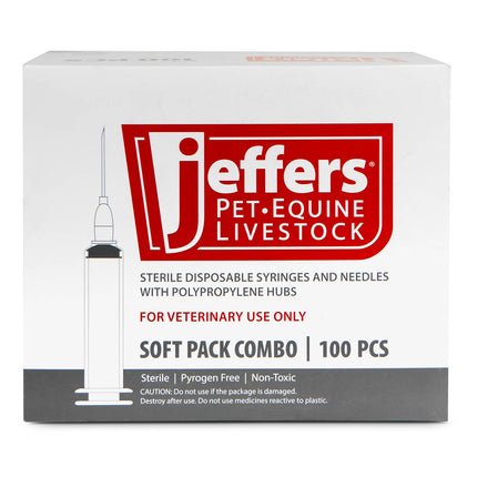 Jeffers Luer Lock Syringe/Needle Combo, Box of 100