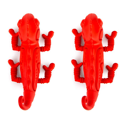Jeffers Red Chameleon Natural Eco-Friendly Rubber Dental Dog Chew Toy for Medium Chewers