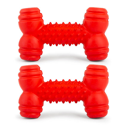 Jeffers Red Dental Bone Natural Rubber Dog Chew Toy for Healthy Teeth and Gums