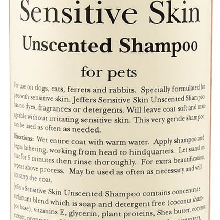 Jeffers Pet Sensitive Skin Unscented, Dye-Free, Fragrance-Free & Detergent-Free Pet Shampoo