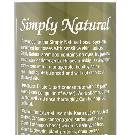 Jeffers Equine Simply Natural Horse Shampoo for Sensitive Skin