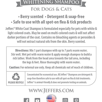 Jeffers Pet White Coat Whitening Dog & Cat Shampoo