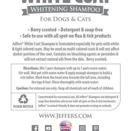 Jeffers Pet White Coat Whitening Dog & Cat Shampoo