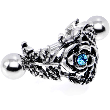 16G 1/2 Aqua Gem Floral Wreath Cuff Cartilage Earring