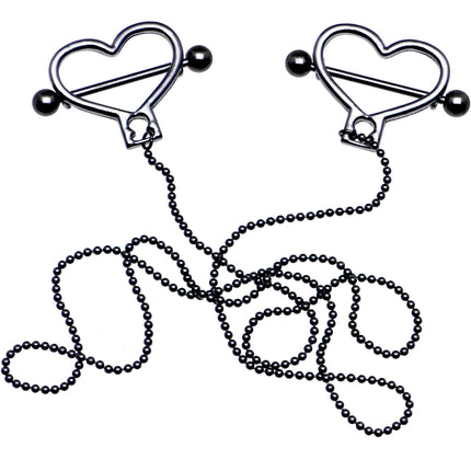 Black Anodized Heart to Heart Dangle Nipple Chain