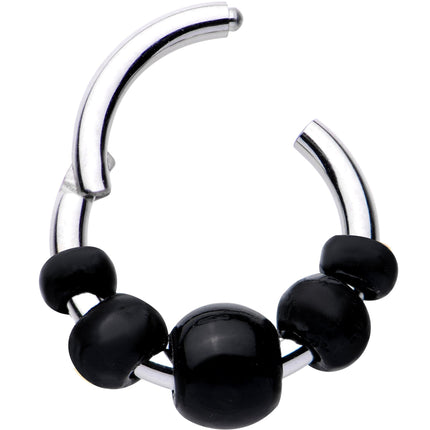 16G 5/16 Black Chunky Beads Hinged Segment Ring