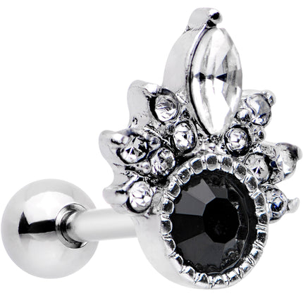 16G 1/4 Clear Black Gem Cocktail Party Tragus Cartilage Earring