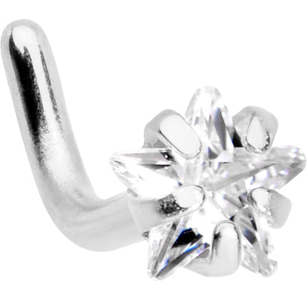 18G 1/4 Clear Star 3mm CZ Gem Steel L-Shape Nose Ring