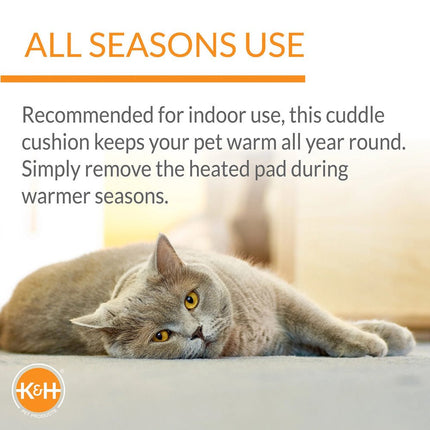 K&H Thermo-Pet Cuddle Cushion Heated Pet Bed – Indoor Heated Sofa-Style Bed for Cats & Small Dogs with Removable Cushion