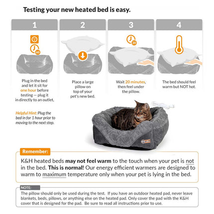 K&H Thermo-Pet Lounge Sleeper Heated Cat & Small Dog Bed – Plush, Non-Slip, Machine Washable Indoor Pet Bed