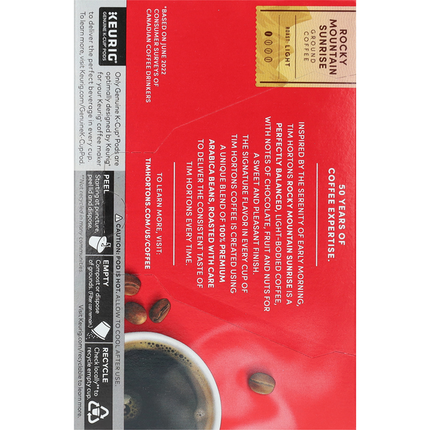 Tim Hortons Ground K-Cup Pods Light Rocky Mountain Sunrise Coffee