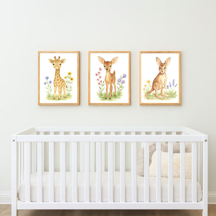 Adorable Baby Animals Art Print, Framed (12" x 16")