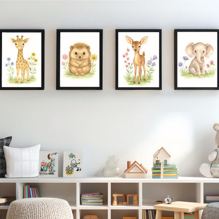 Adorable Baby Animals Art Print, Framed (12" x 16")
