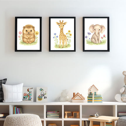 Adorable Baby Animals Art Print, Framed (12" x 16")
