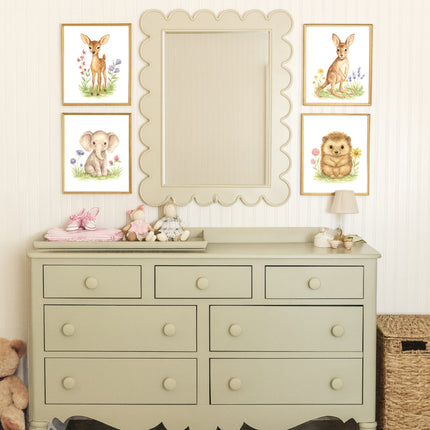 Adorable Baby Animals Art Print, Framed (12" x 16")