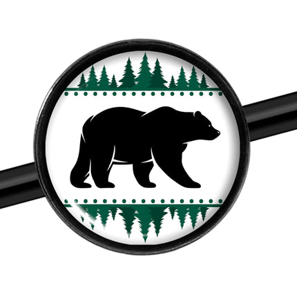 14G Winter Polar Bear in Woods Black Industrial Barbell 37mm