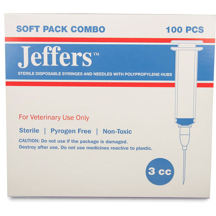 Jeffers Luer Lock Syringe/Needle Combo, Box of 100