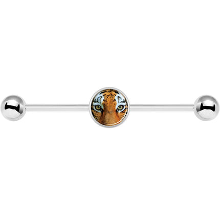 14G Full Color Tiger Eyes Industrial Barbell 37mm