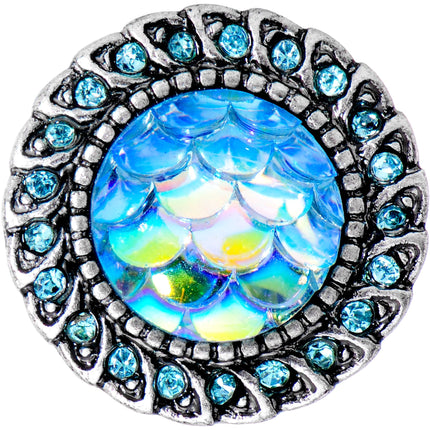 Aqua Gem Iridescent Blue Mermaid Scale Screw Fit Plug Set 6mm to 22mm