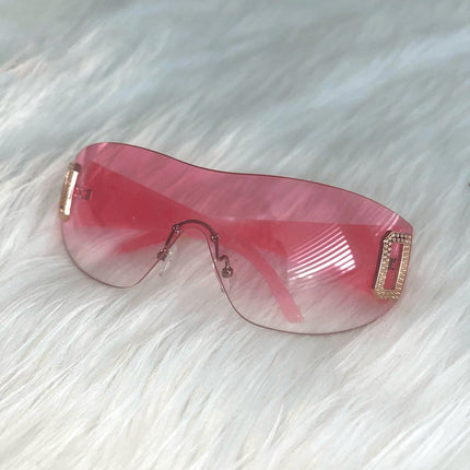Neon Pink Shield Sunglasses