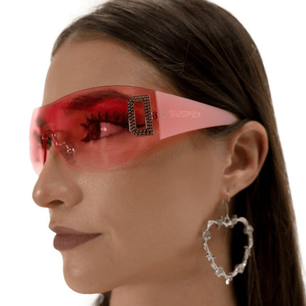 Neon Pink Shield Sunglasses
