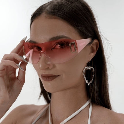 Neon Pink Shield Sunglasses