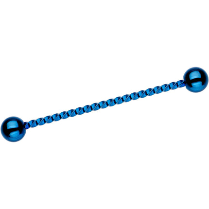 Blue IP Seriously Twisted Industrial Barbell Earring 38mm